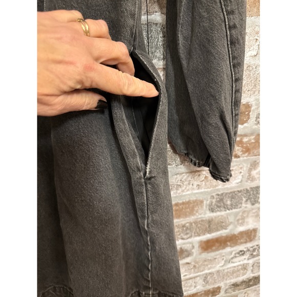 Free People Black Denim Puff Sleeve Button Front Mini Jacket/Dress XS - Picture 6 of 10